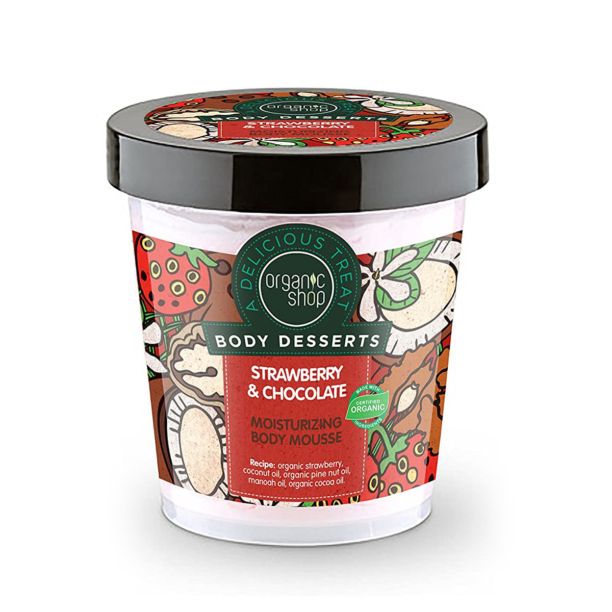 Organic Shop Body Dessert Strawberry & Chocolate Moisturising Body Mousse, 450 ml - Organic Shop Kuwait