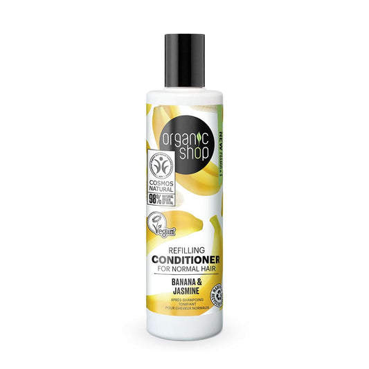 OS Refilling Conditioner for Normal Hair Banana and Jasmine, 280 ml - Organic Shop Kuwait