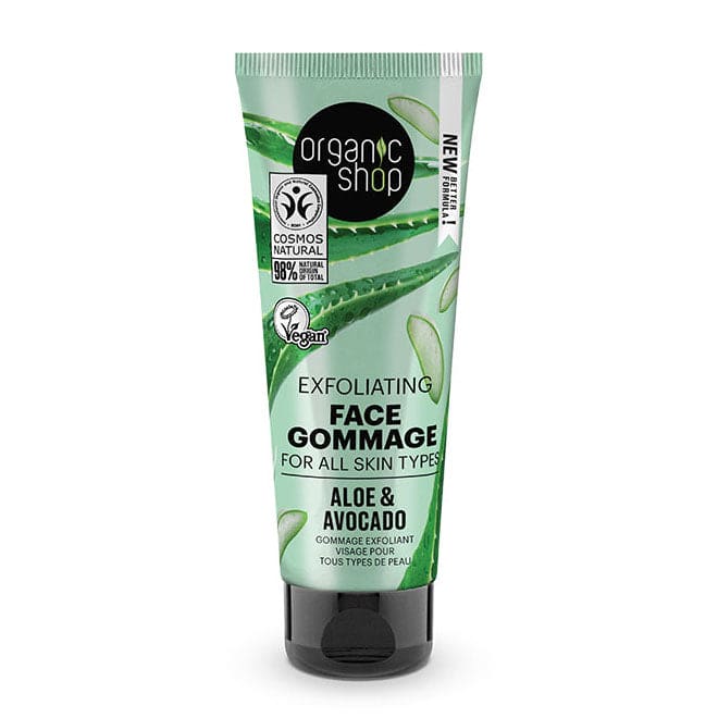 OS Exfoliating Face Gommage for all skin types Avocado and Aloe, 75 ml - Organic Shop Kuwait