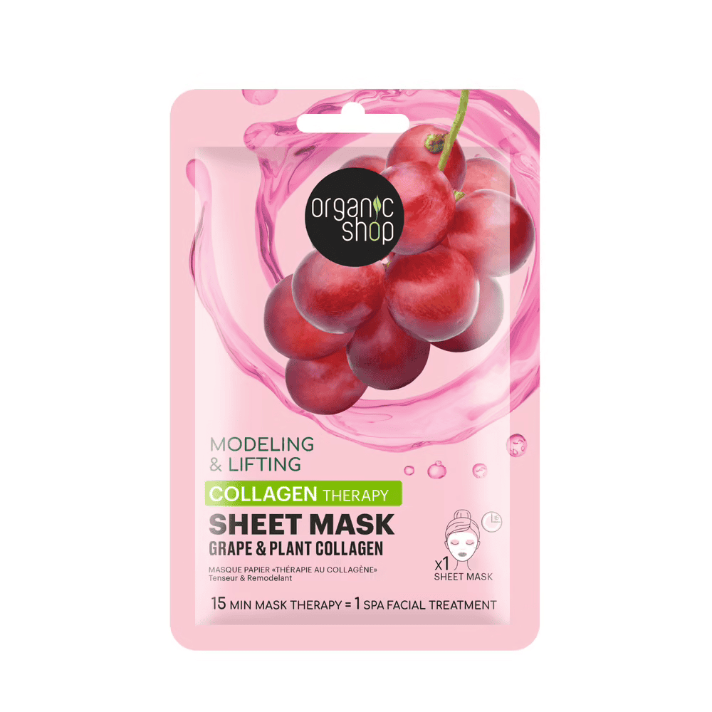 OS. Collagen Therapy Sheet Mask. Grape & Plant collagen, 1 pc - Organic Shop Kuwait